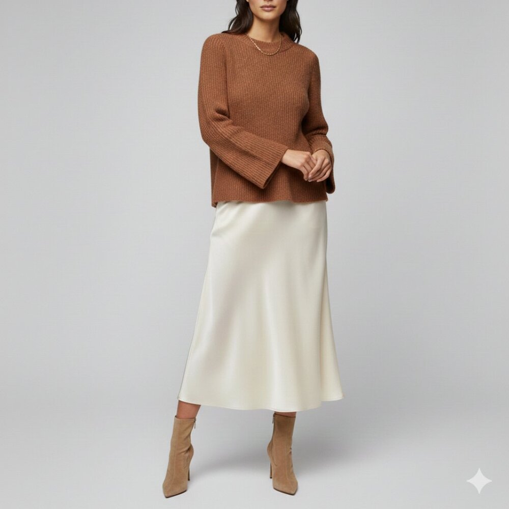 BNWT Kaffe Clothing Sweater Women M Apple Butter Melange Kanitana Knit Wool Blen